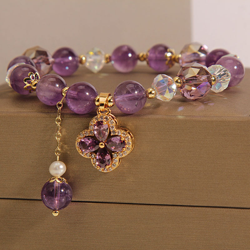 Four-leaf clover ? Amethyst Bracelet