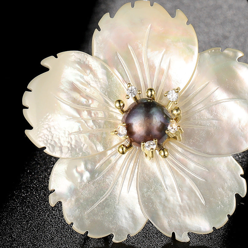 Natural Pearl Flower Brooch