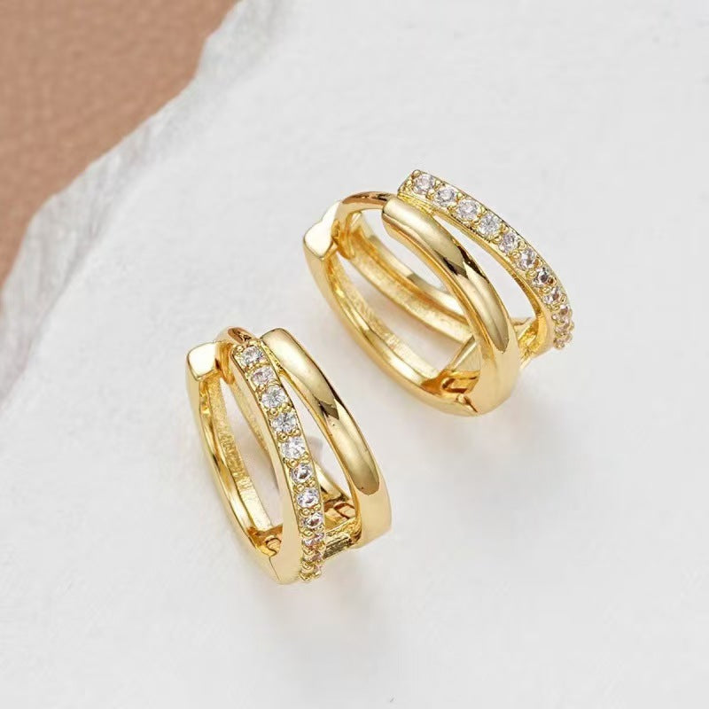 Double-Track Pavé Hoop Earrings