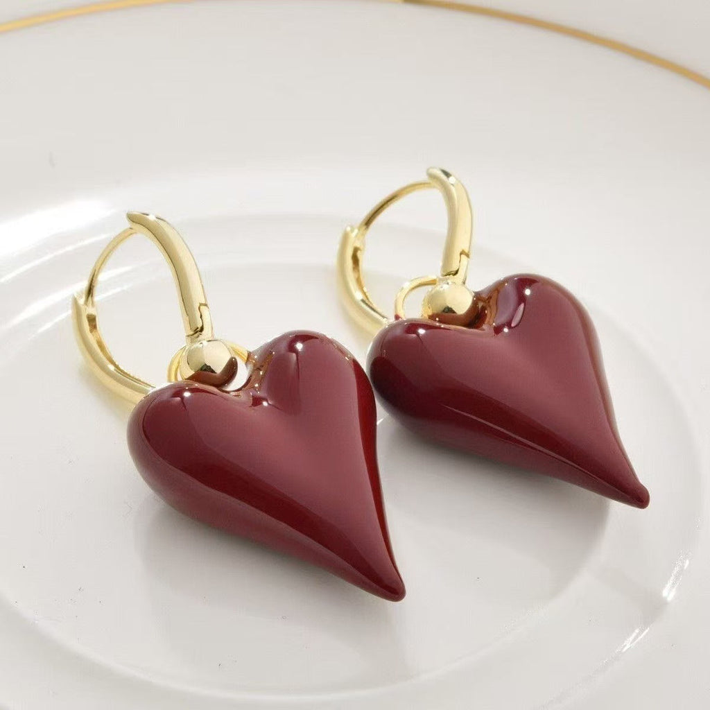 Elegant Enamel Heart Earrings
