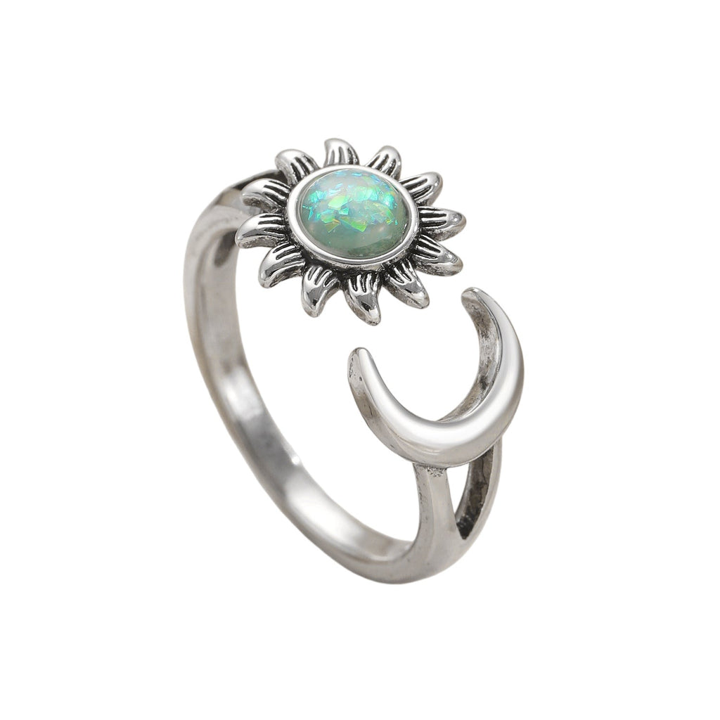 Classic Vintage Sun & Moon Open Ring