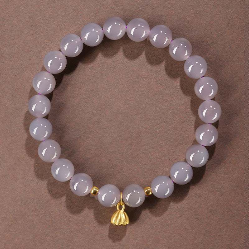 Lotus pod ? Natural Violet Emerald Jade Stone Bracelet
