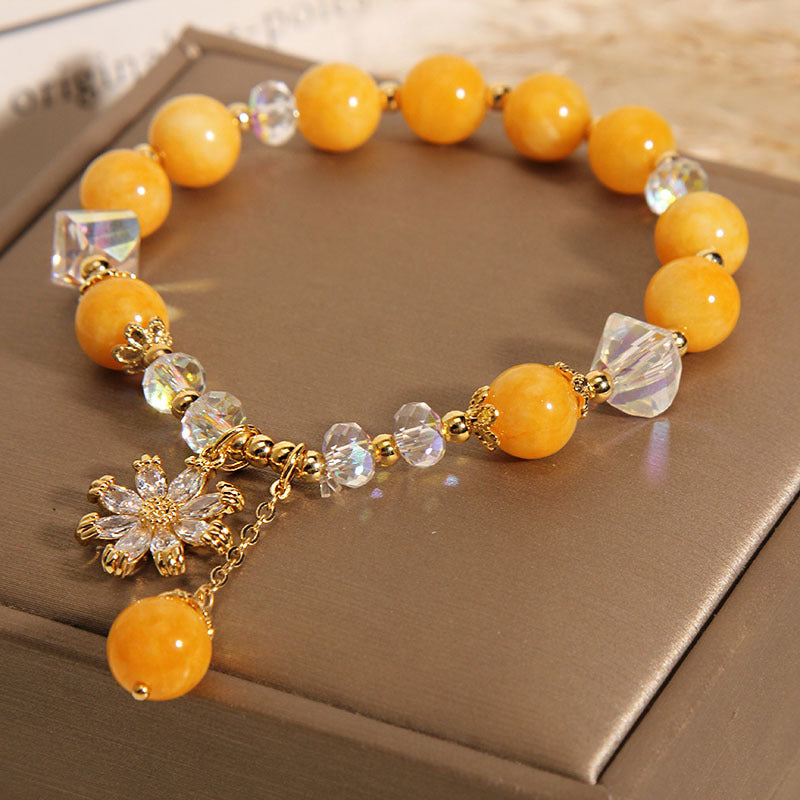Chrysanthemum ? Natural Yellow Agate Bracelet