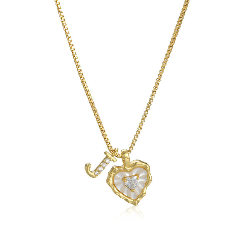 Personalized Pearl Heart Initial Necklace