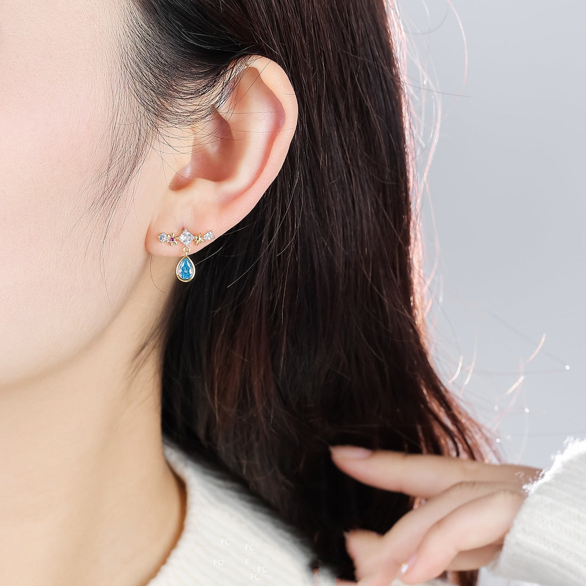 Starlit Teardrop Pendant Earrings