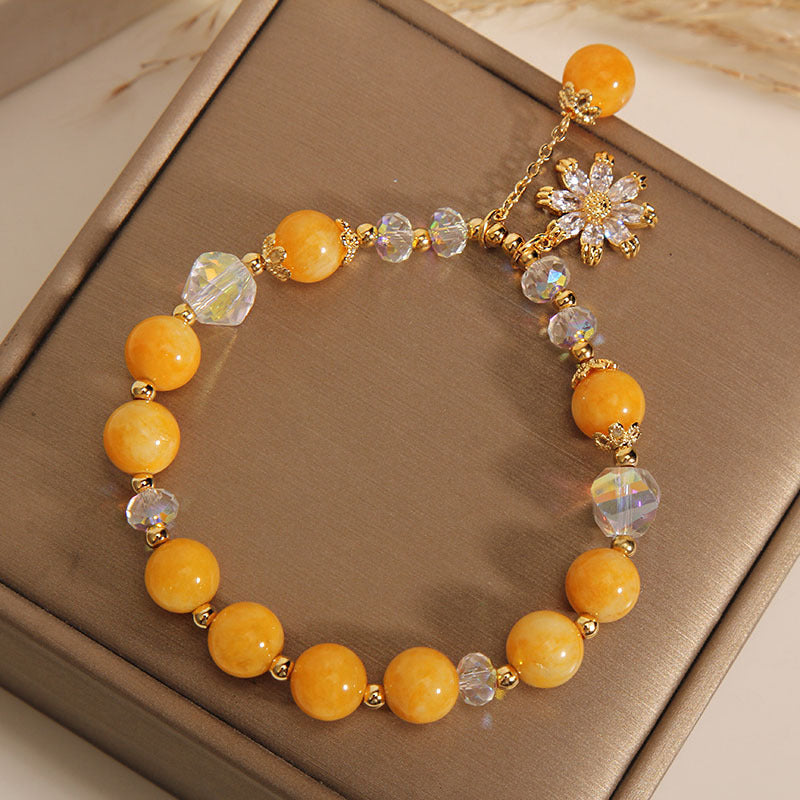 Chrysanthemum ? Natural Yellow Agate Bracelet
