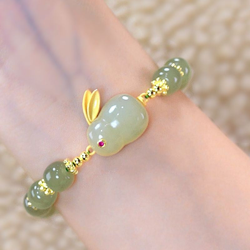 Adventure Bunny ? Emerald Jade stone bracelet