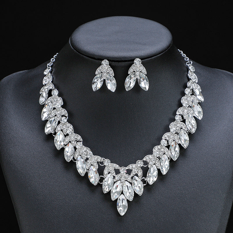 Crystal Leaf Necklace & Earrings Set