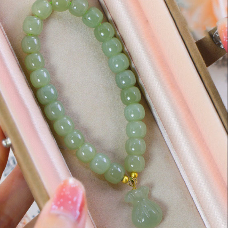 Fortune ? Money bag Emerald Jade Stone bracelet