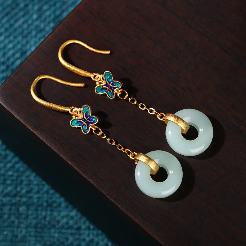Peace Jade Donut Drop Earrings