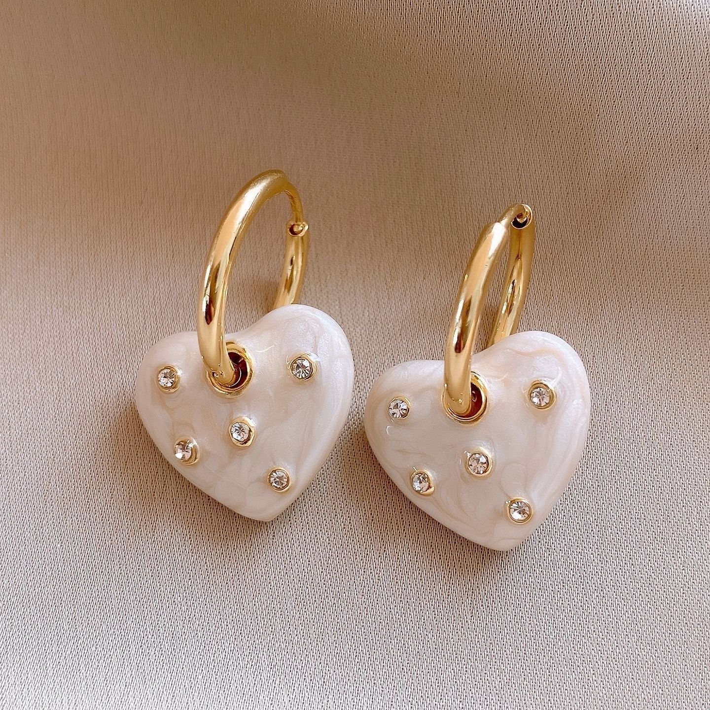 Vintage Enamel Heart Earrings