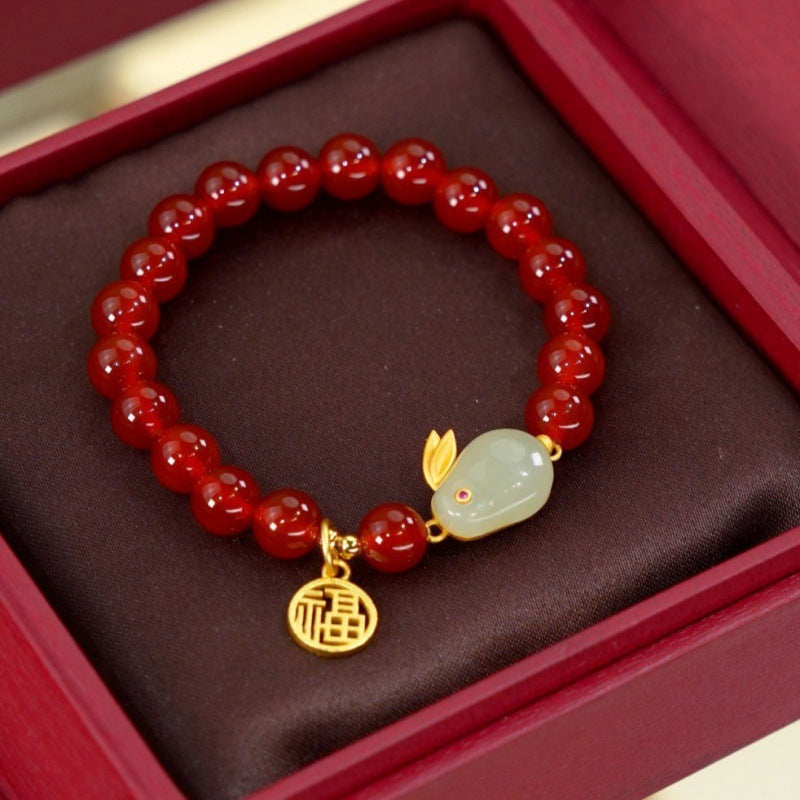 Lucky Rabbit ? Natural Red Agate Bracelet