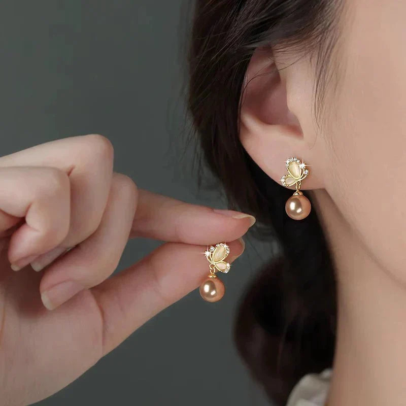Butterfly Pearl Earrings