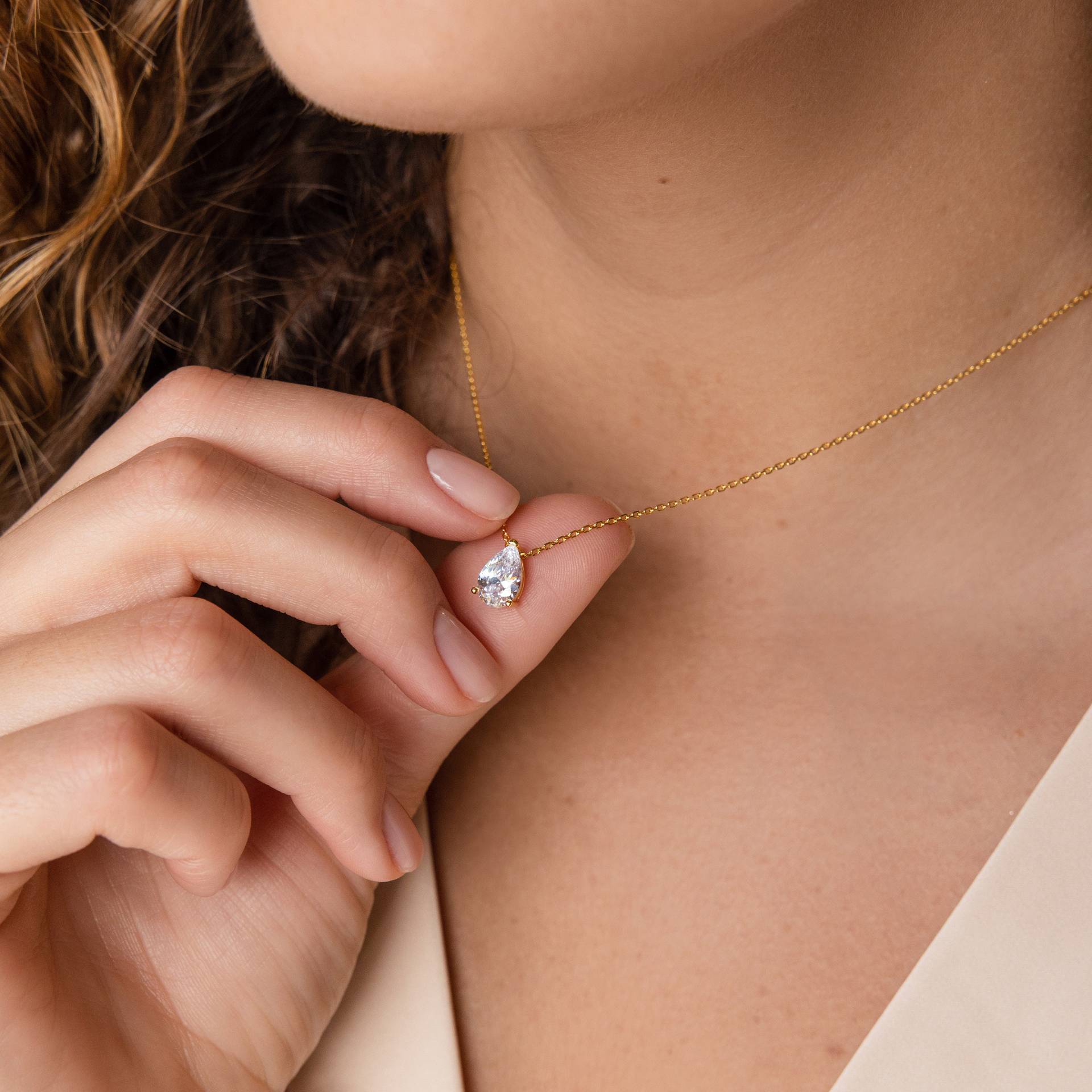 Teardrop Moissanite Solitaire Necklace