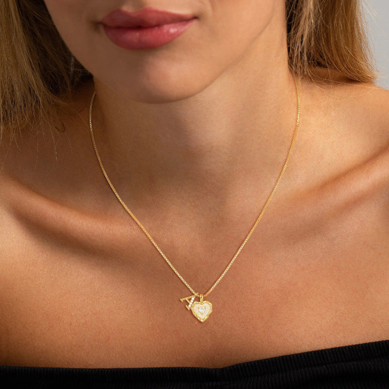 Personalized Pearl Heart Initial Necklace