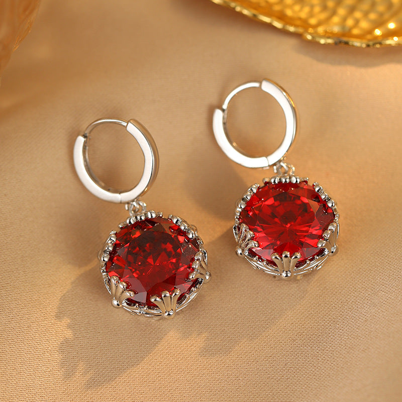 Elegant Vintage Red Crystal Earrings