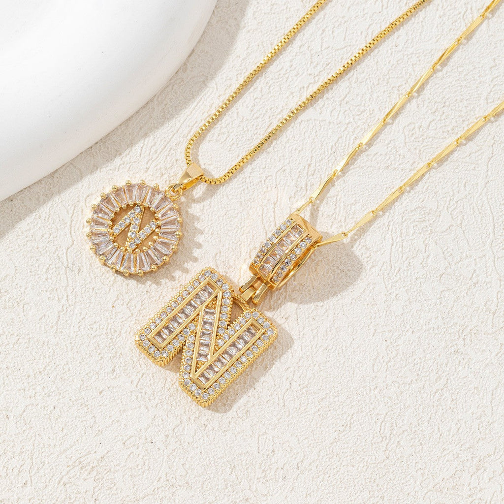 Iced-Out Initial Pendant Necklace