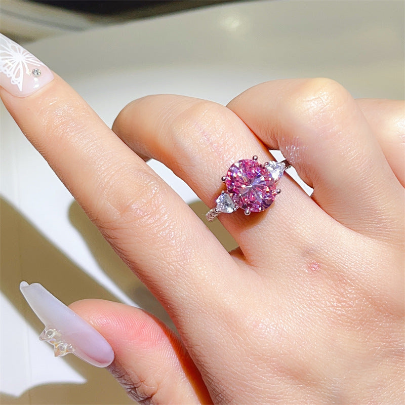 Pink Oval “Dove Egg” Diamond Ring