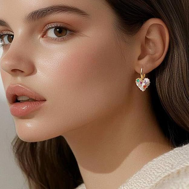 Colorful Crystal Heart Earrings