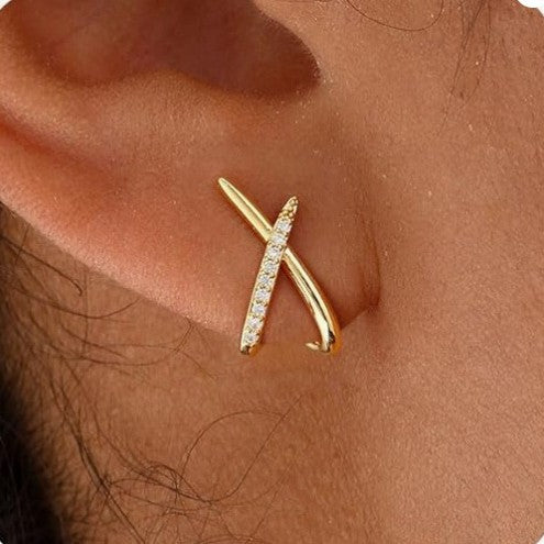 Crossline Pavé Stud Earrings