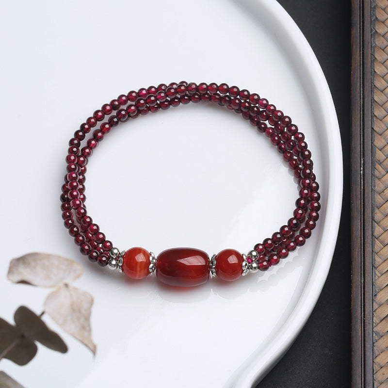 Trio ? Garnet & Agate Bracelet