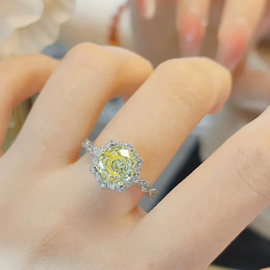 Light luxury rose cut diamond ring