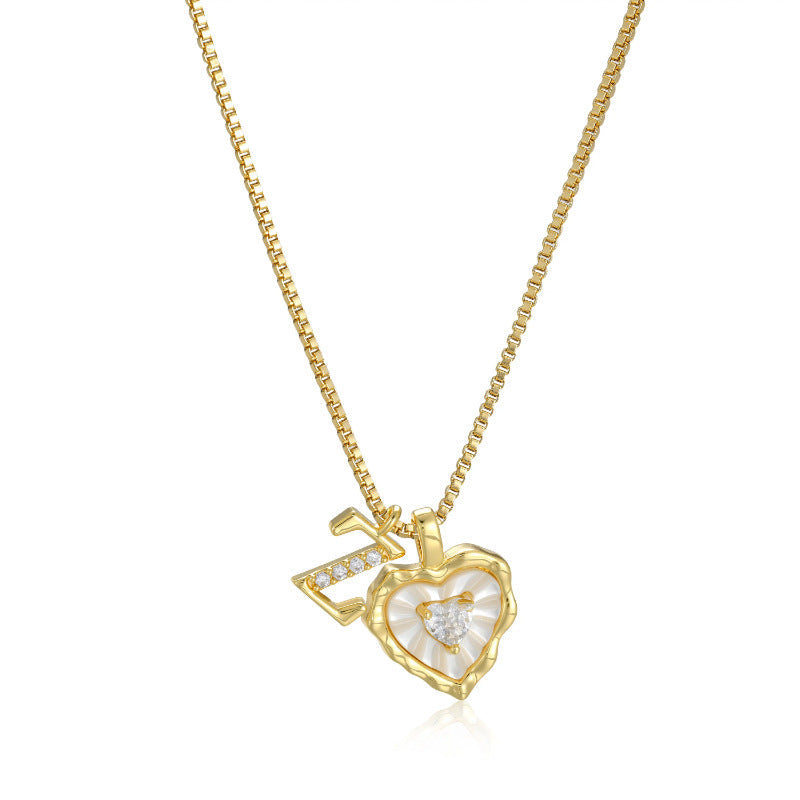 Personalized Pearl Heart Initial Necklace