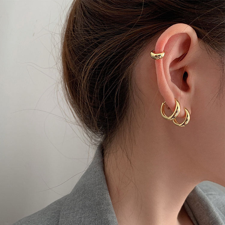 Minimal Polished Thick Hoop Earrings