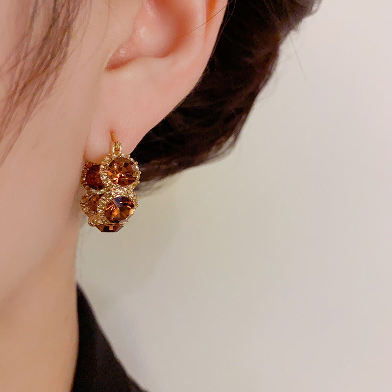 Colored Gem Pavé Hoop Earrings