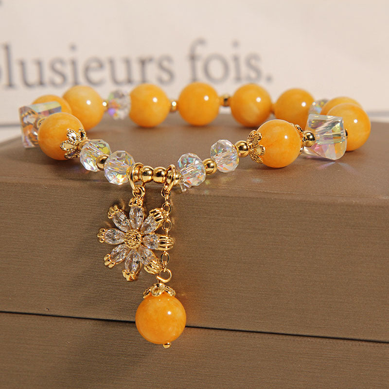 Chrysanthemum ? Natural Yellow Agate Bracelet