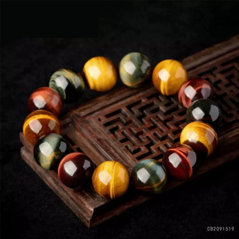 Natural Multicolor Tiger Eye Beaded Bracelet