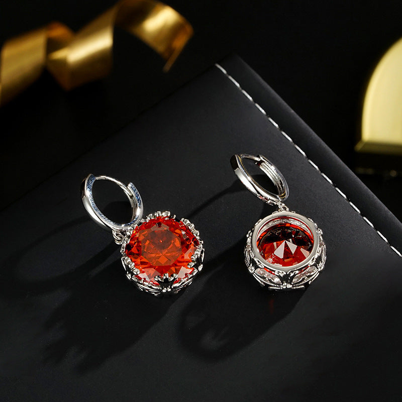 Elegant Vintage Red Crystal Earrings