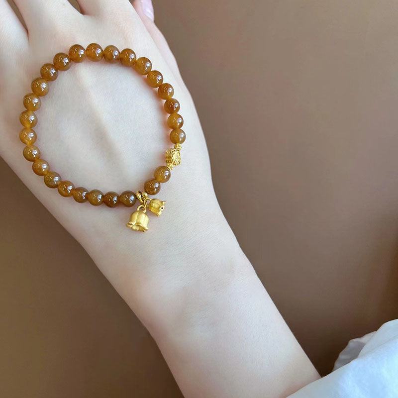 Lily of the valley natural agate bracelet