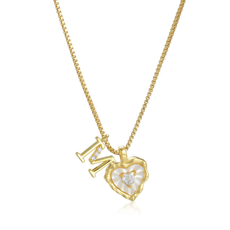 Personalized Pearl Heart Initial Necklace