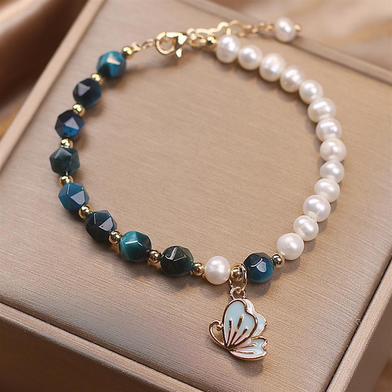 Summer Butterflies ? Freshwater Pearl & Agate Bracelet