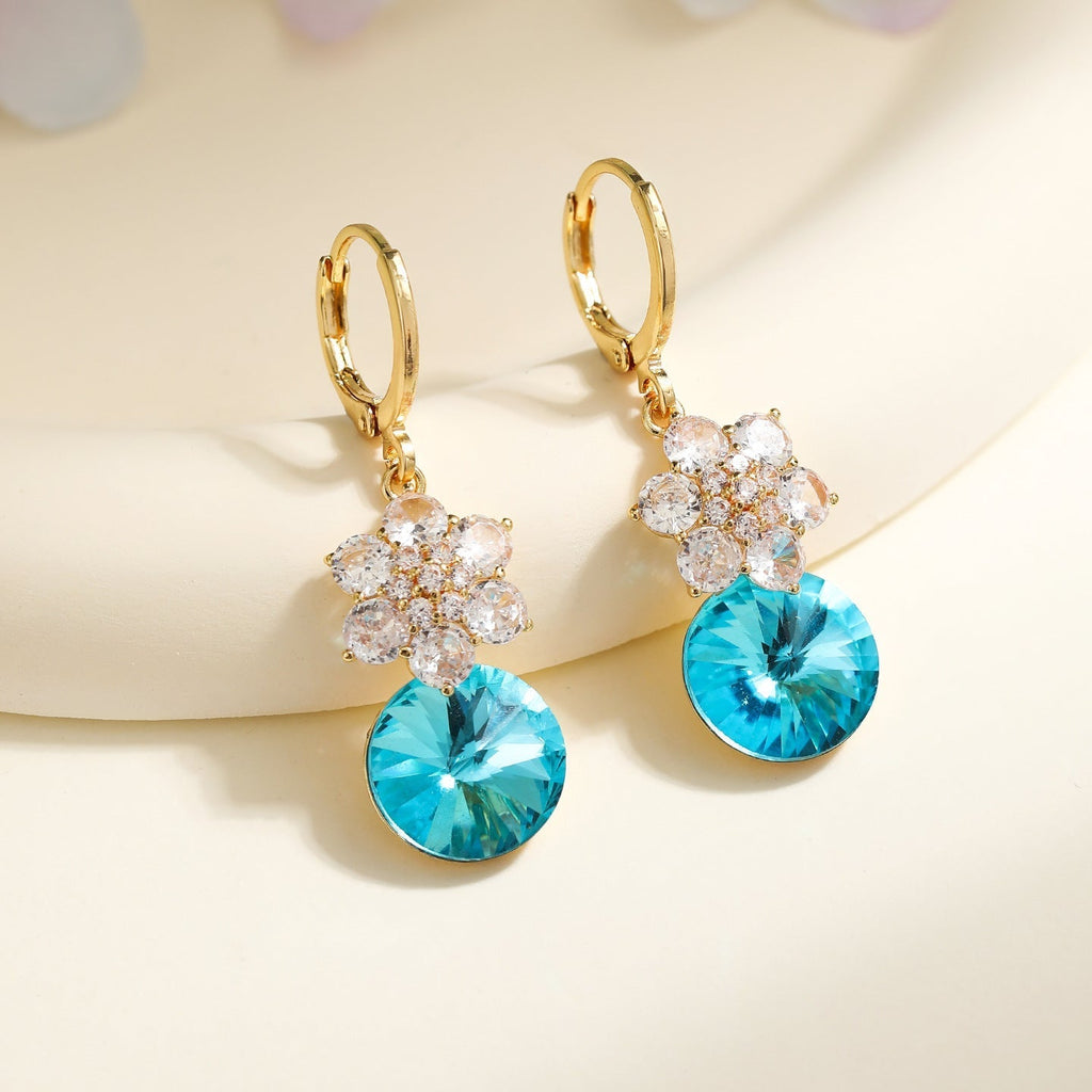Vintage Floral Crystal Drop Earrings