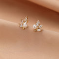 Elegant Leaf & Pearl Stud Earrings