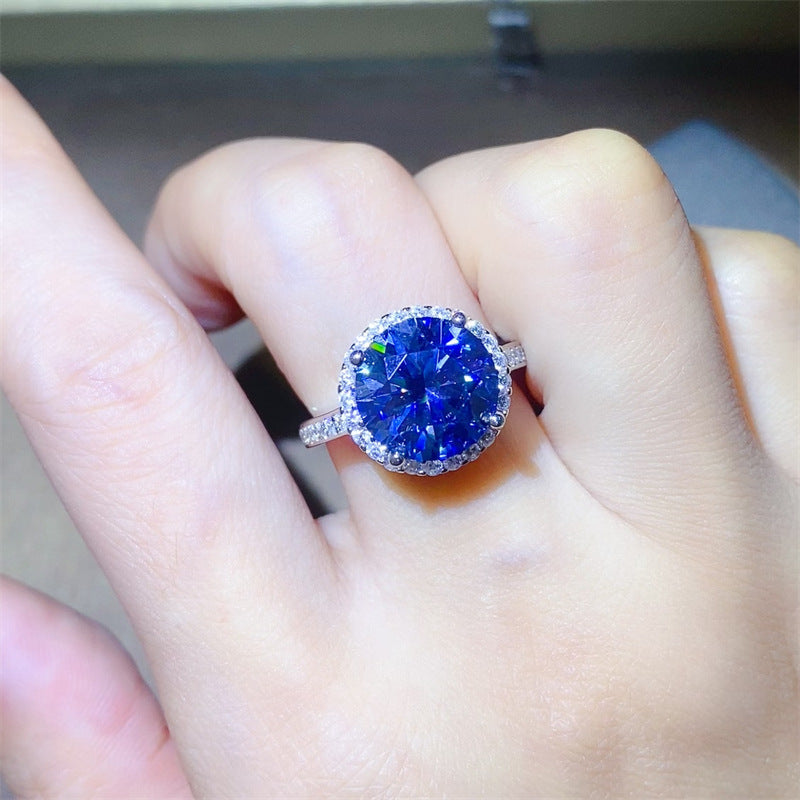 Blue Ocean Round-Cut Diamond Ring