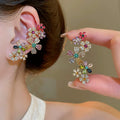 Colorful crystal flower earrings