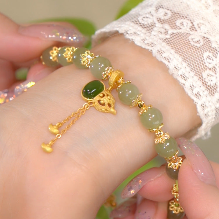 Blessing ? Tranquility ? Emerald Jade stone Bracelet