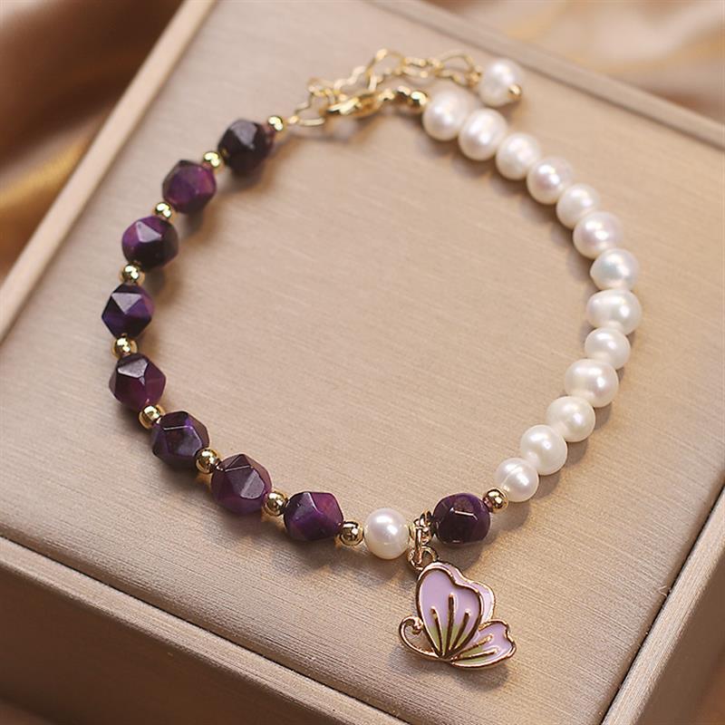 Summer Butterflies ? Freshwater Pearl & Agate Bracelet