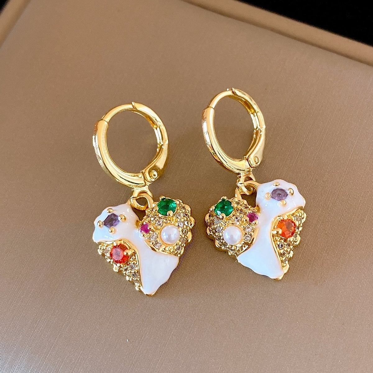 Colorful Crystal Heart Earrings