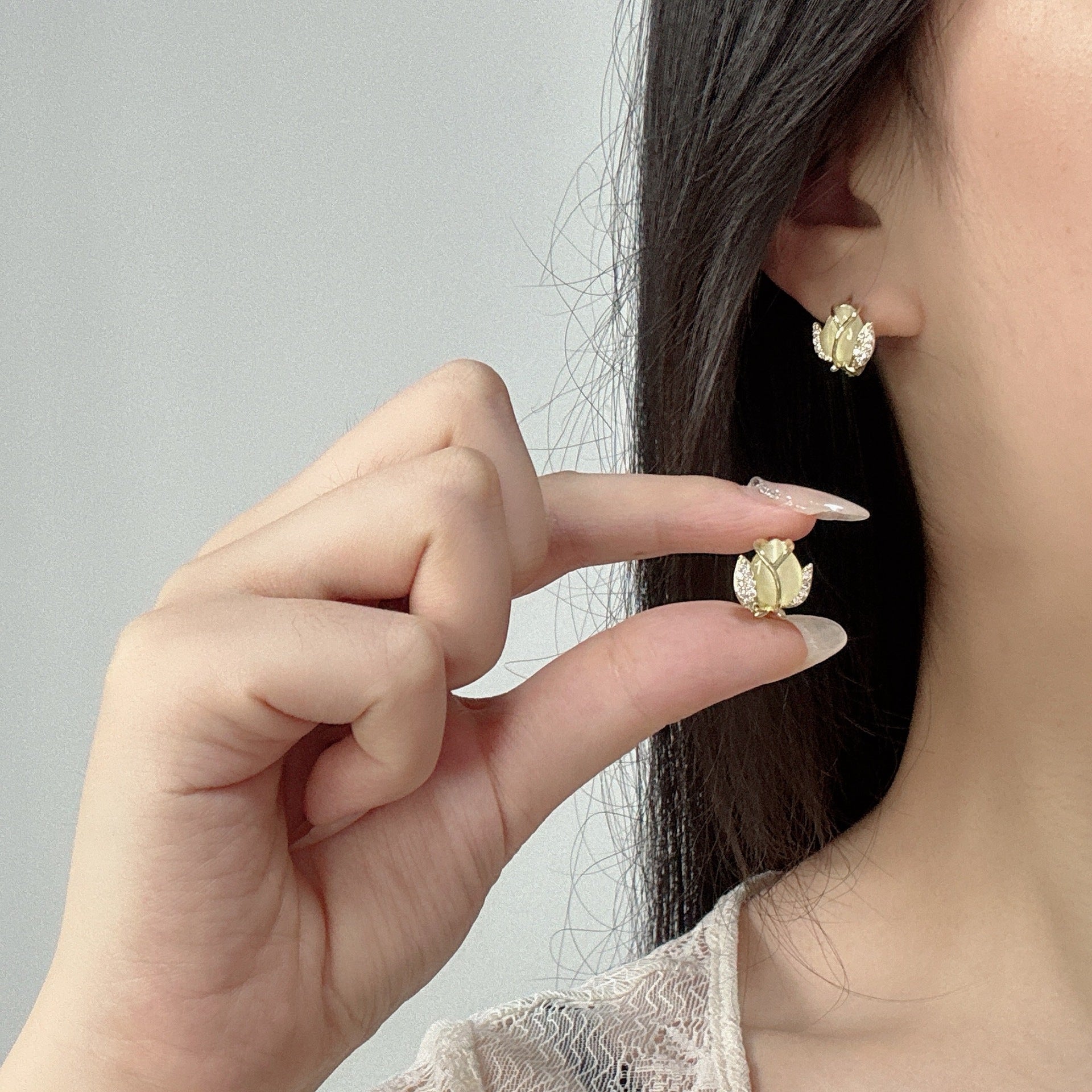 Tulip Blossom Pavé Drop Earrings