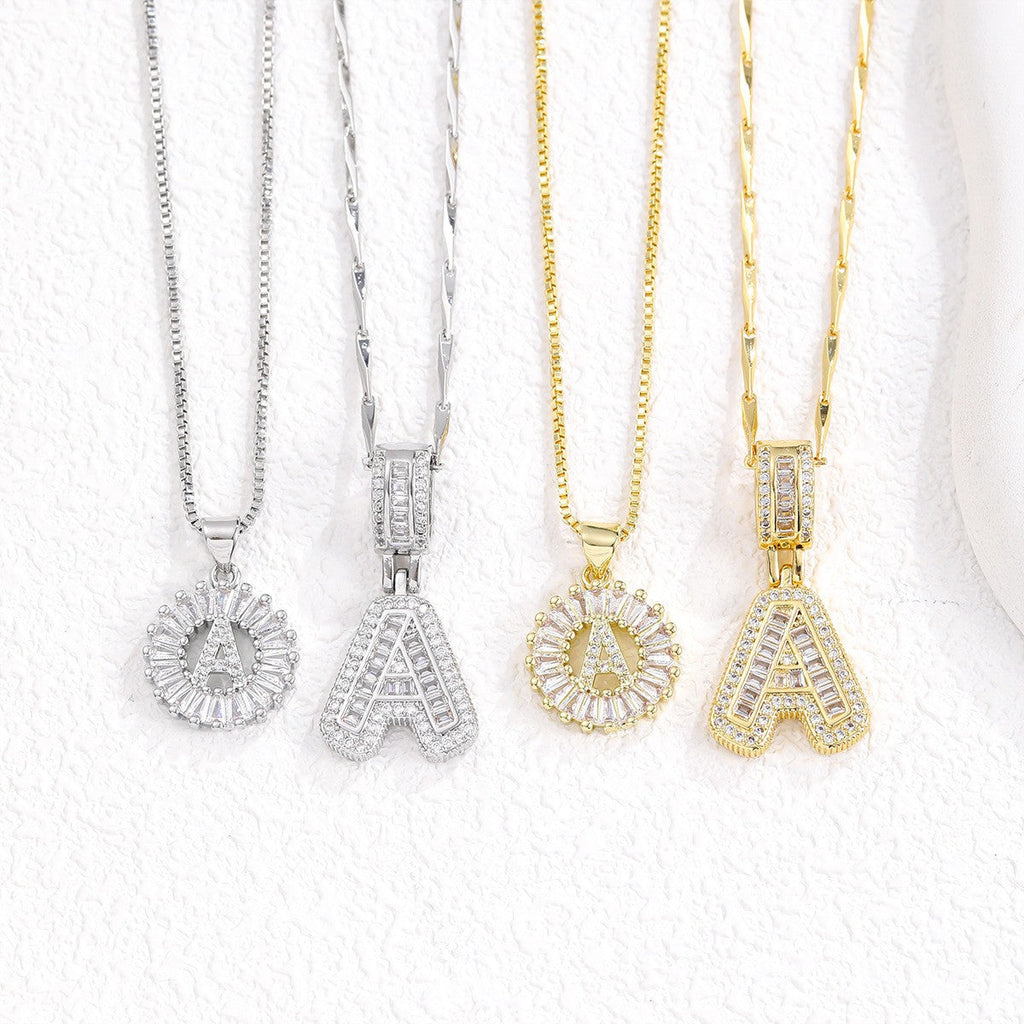 Iced-Out Initial Pendant Necklace