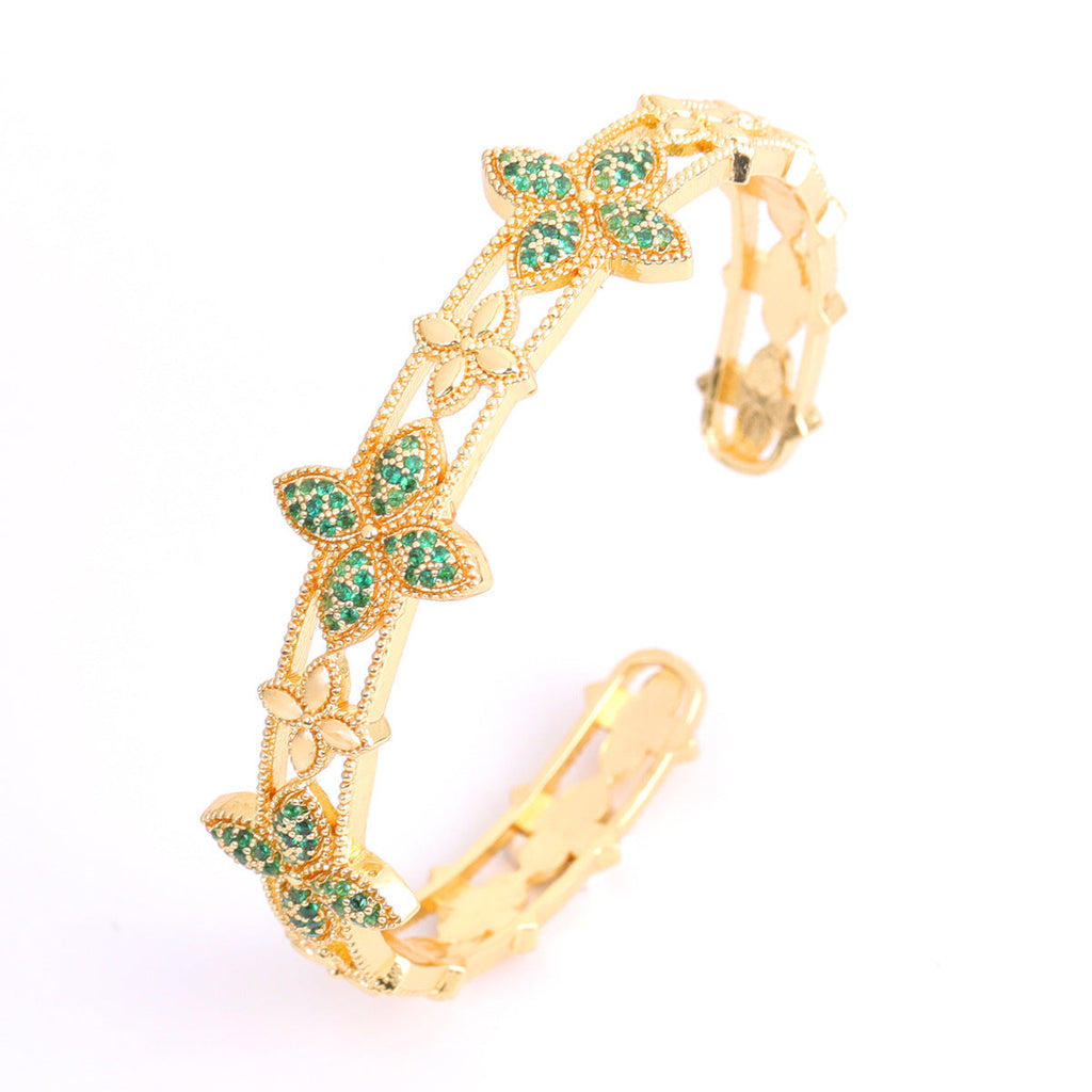 Four-Leaf Clover Open Bangle