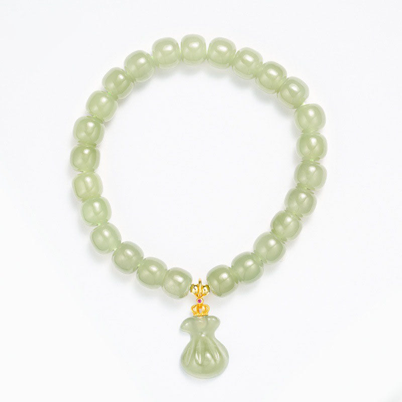 Fortune ? Money bag Emerald Jade Stone bracelet