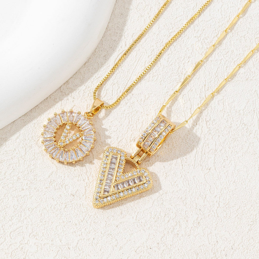 Iced-Out Initial Pendant Necklace