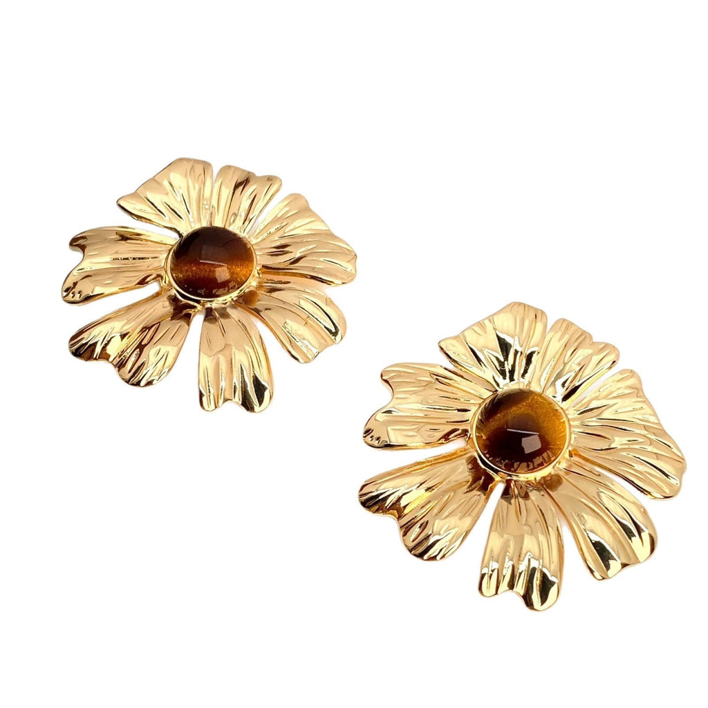 Daisy Tiger Eye Stud Earrings