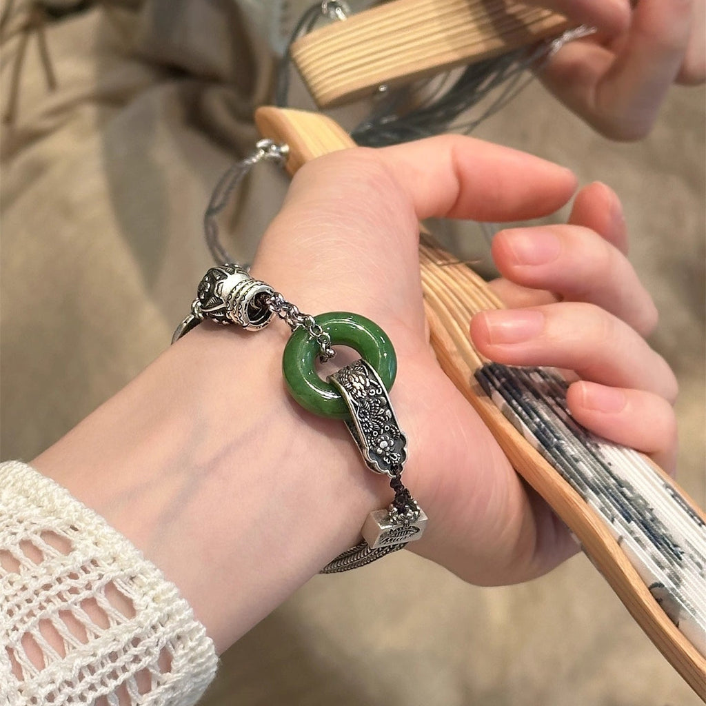 S925 silver jade peace buckle bracelet
