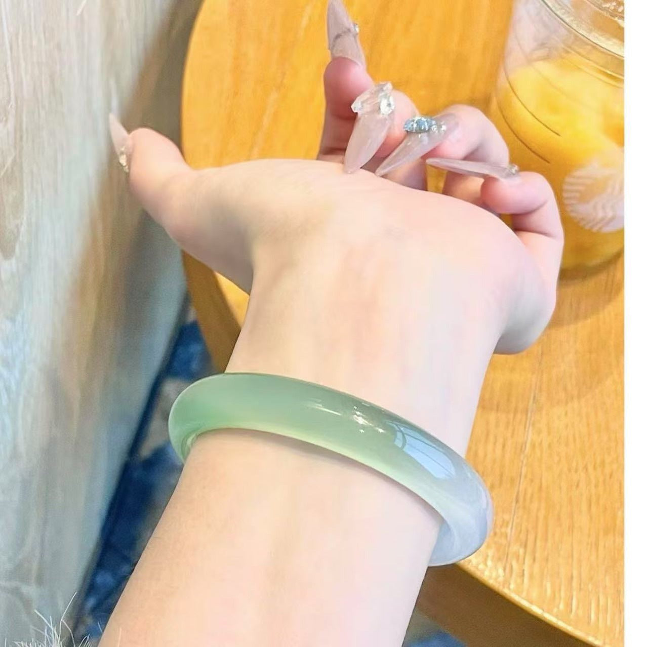 Half Mountain and Half Water Agate Bangle